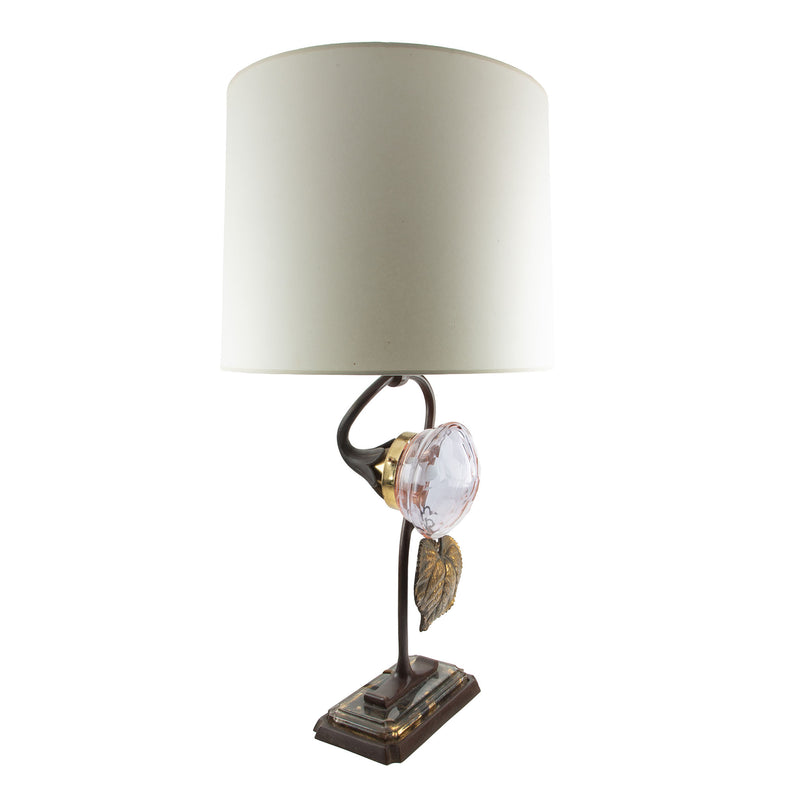 French Art Deco Bronze and Glass Sunflower Table Lamp, 1930s–1940s