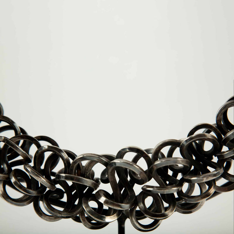 Miao Minority Tribe Silver Necklace with Knotted Chain Rings