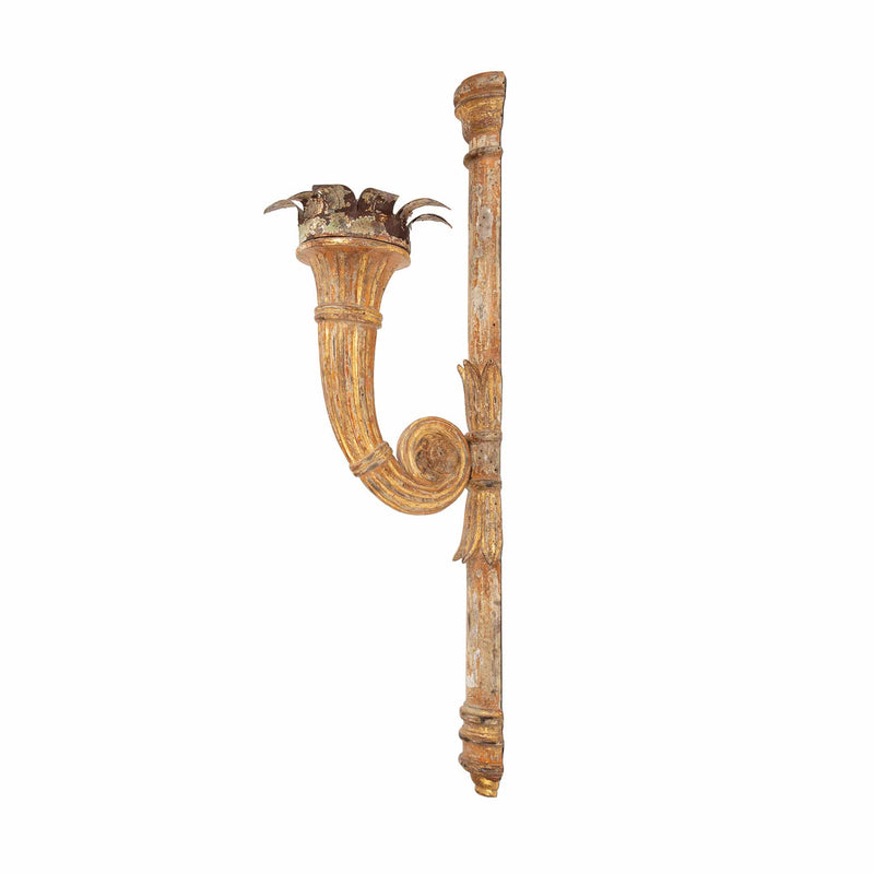 Pair of French 18th-Century Giltwood Torchères with Scrolling Arms