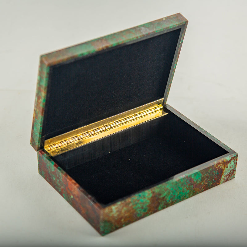 Rectangular Chrysocolla Box with Gilt-Brass Hinge, 6" Wide