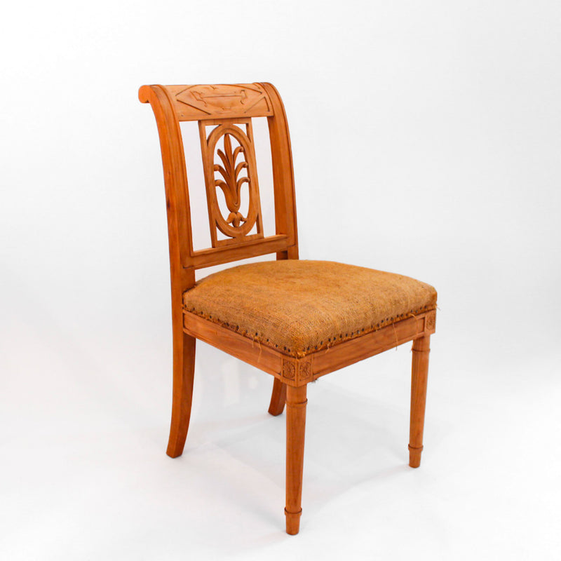Set of Four French Directoire Period Carved Wood Side Chairs, Circa 1795