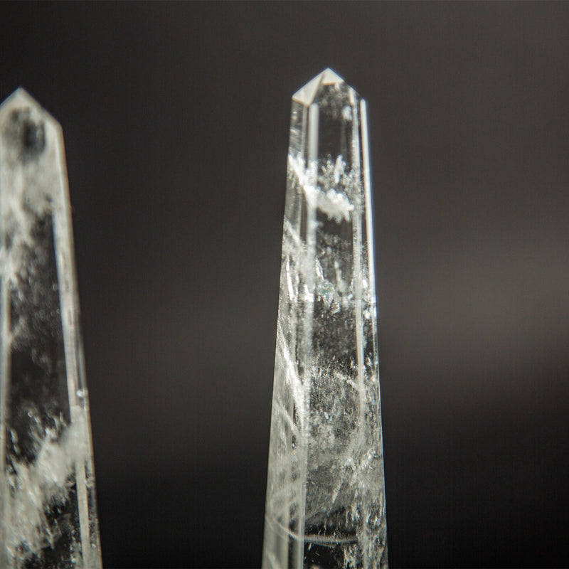 Rock Crystal Obelisks Pair 9.5"