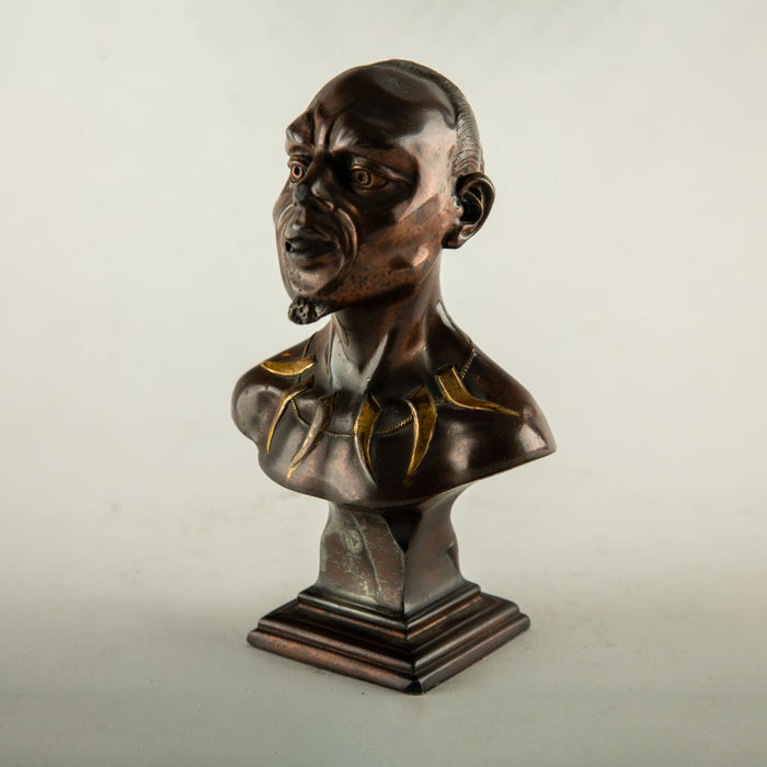 Rare French Patinated Bronze Figural Cigar Lighter with Orientalist Bust, circa 1900