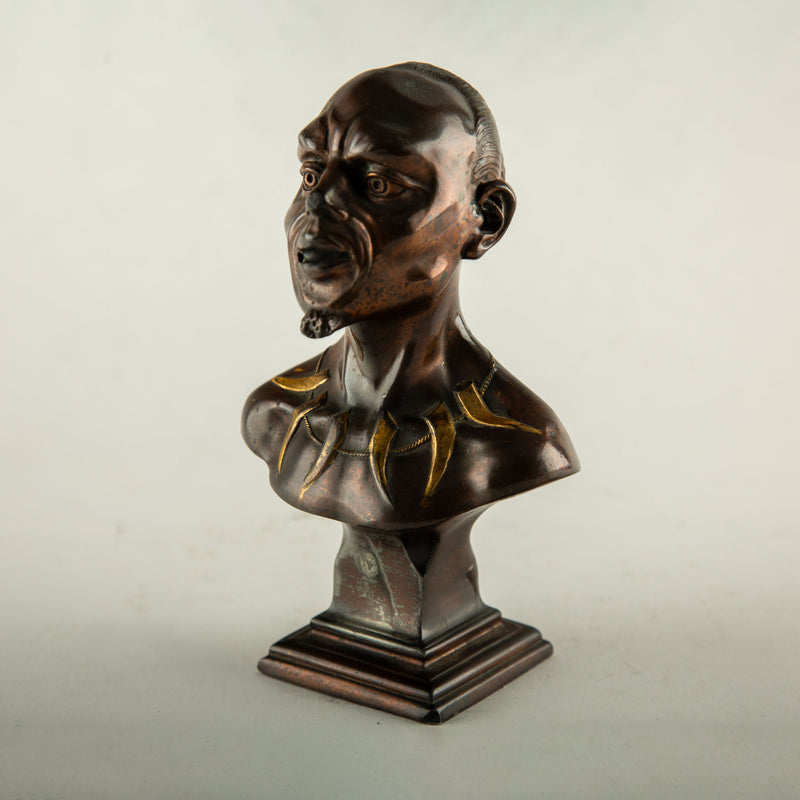 Rare French Patinated Bronze Figural Cigar Lighter with Orientalist Bust, circa 1900
