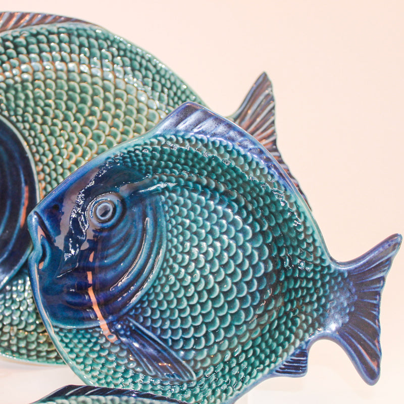 School of Fish: Vintage French Majolica Table Service, 9 Pieces