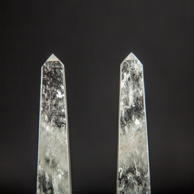 Rock Crystal Obelisk Pair 8"