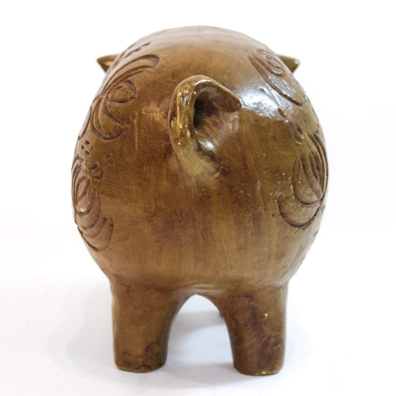 This Little Piggy Saved It All: Large Vintage Folk Art Ceramic Pig Bank