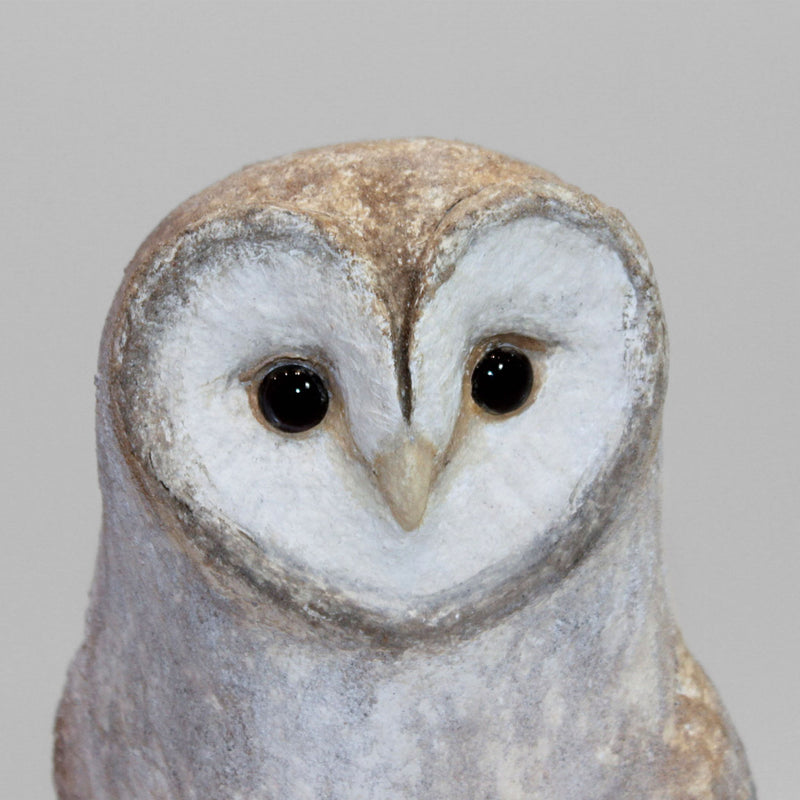 The Silent Watcher: Papier-Mâché Barn Owl, 14" H