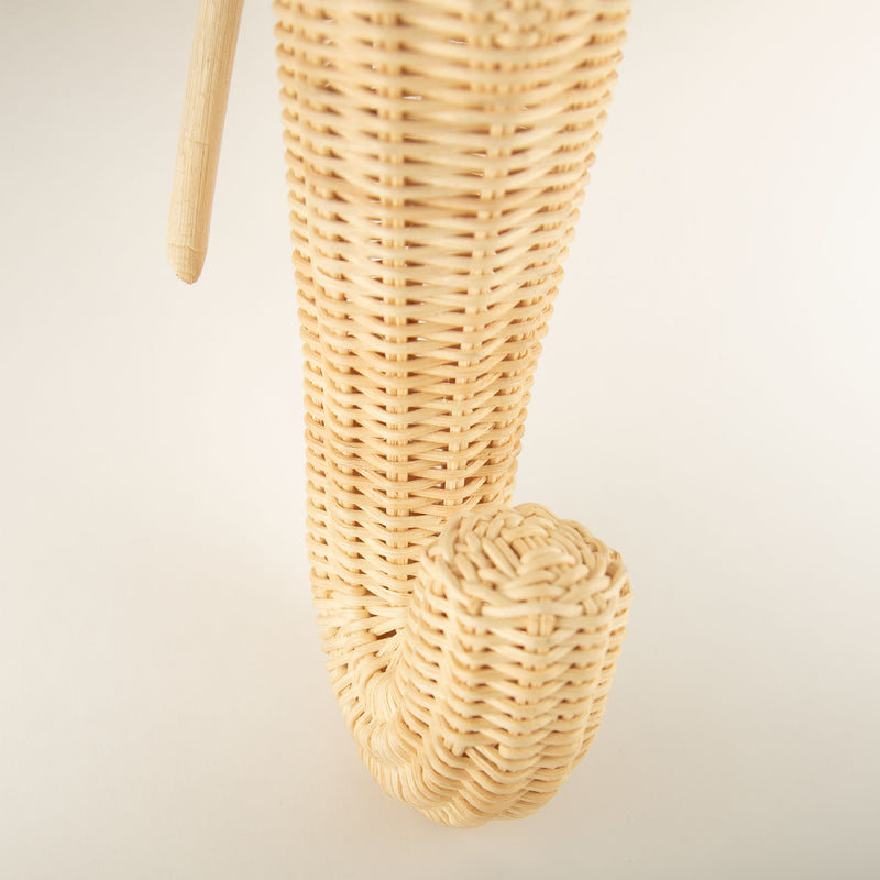 Sculptural Handwoven Rattan Elephant Head Wall Sculpture