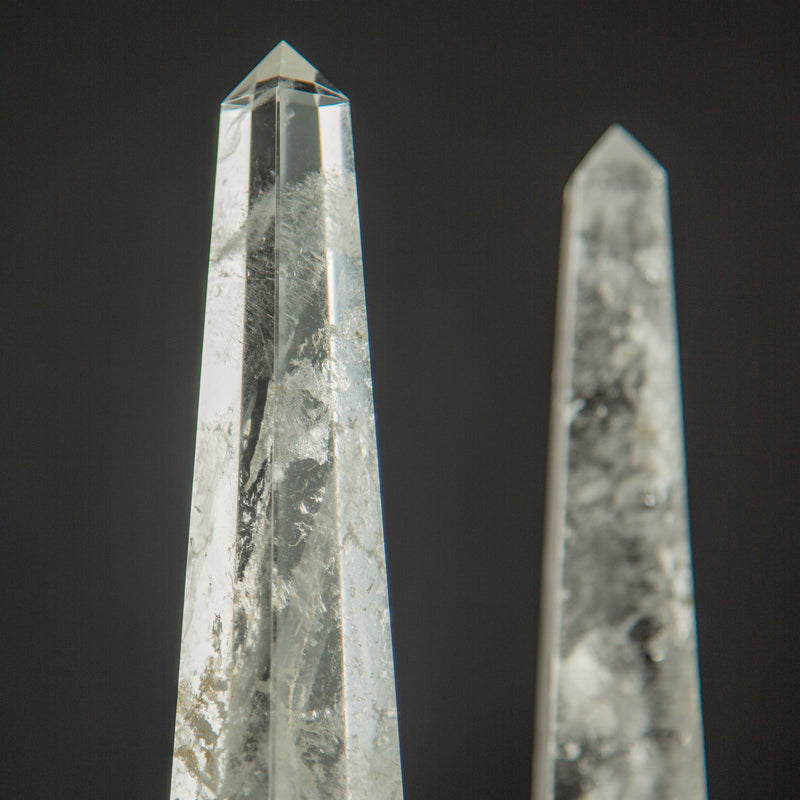 Rock Crystal Obelisk Pair 10.5"