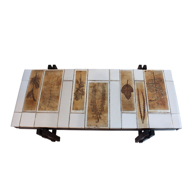 Roger Capron Botanical and White Tile Coffee Table