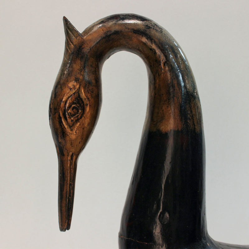 Indonesian Carved Wooden Long-Necked Bird Sculpture, Late 19th–Early 20th C.