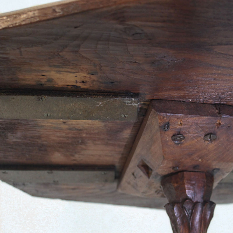 Rare Black Forest Carved Oak Occasional Table with Serpent Pedestal