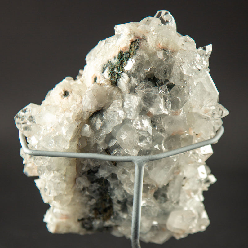 Natural Rock Crystal Quartz Cluster on Custom Metal Stand