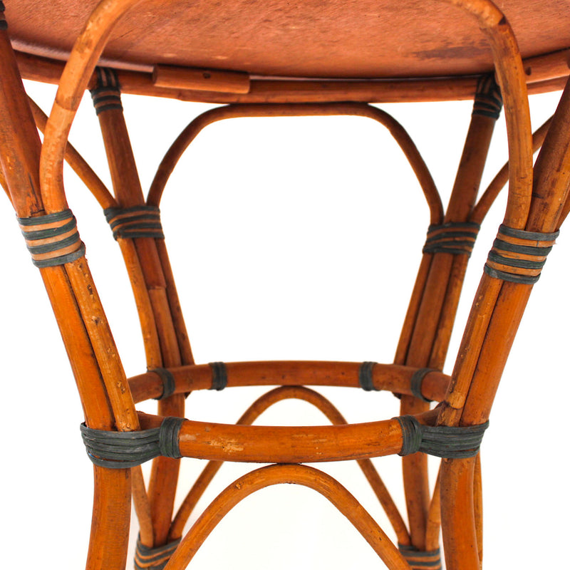 Rattan Blu Round Bistro Table with Verdigris Green Woven Accents