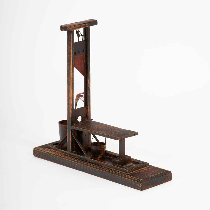Revolution Reduced: 19th C Model of a Guillotine w/ Buckets and a Mop