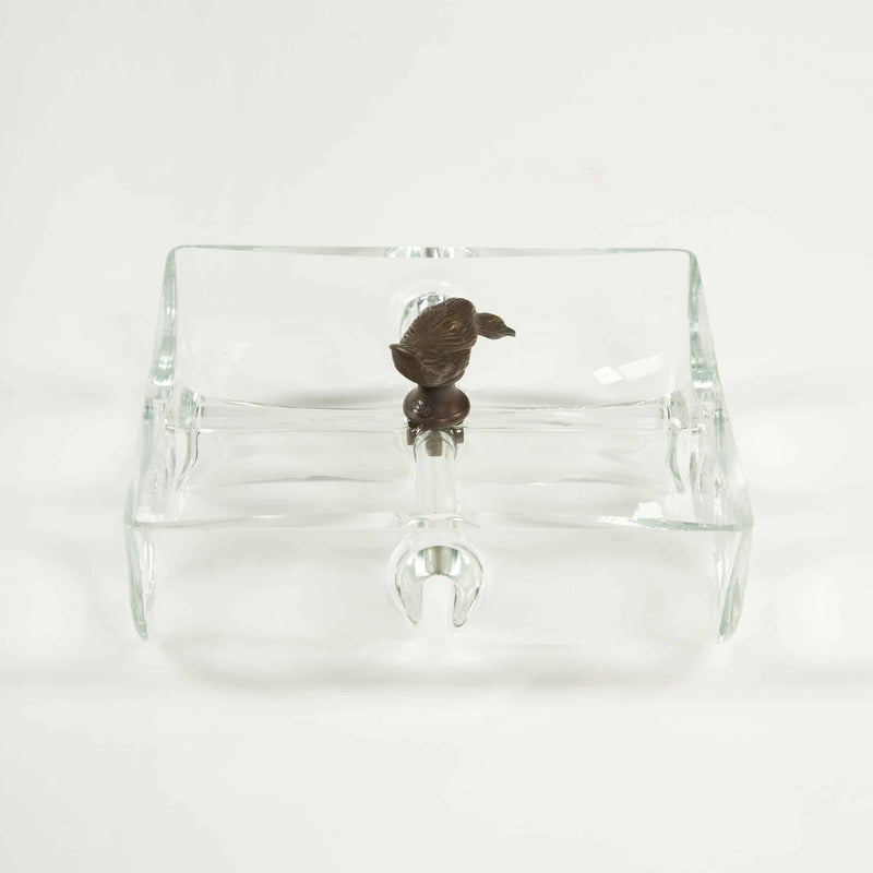 Glass Mixed Nut / Candy Bowl With Duck Finial