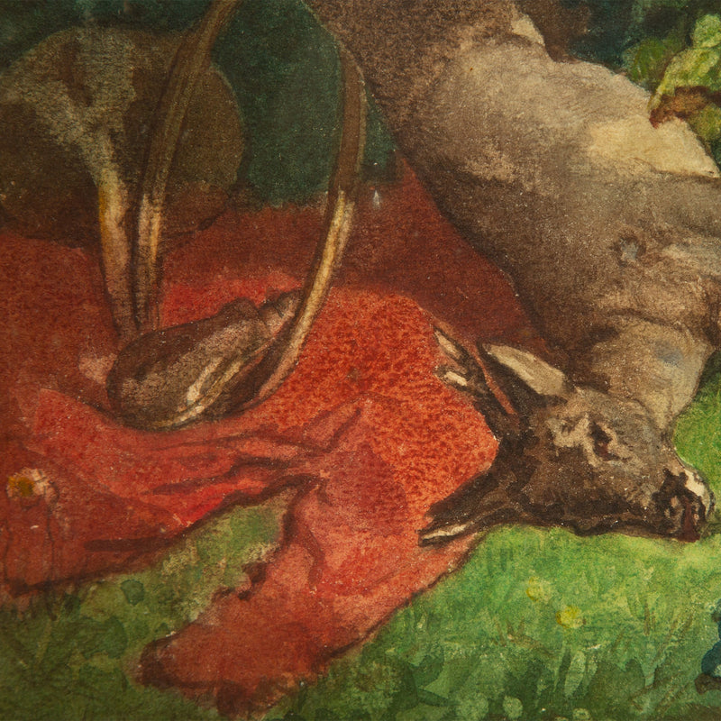 19th-Century Hunting Still Life with Deer and Hunter’s Horn