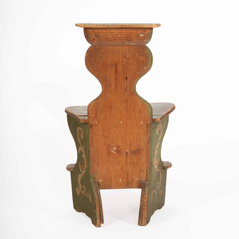 Painted Folk Art Chair-Ladder with Bird Motif, Dated 1830