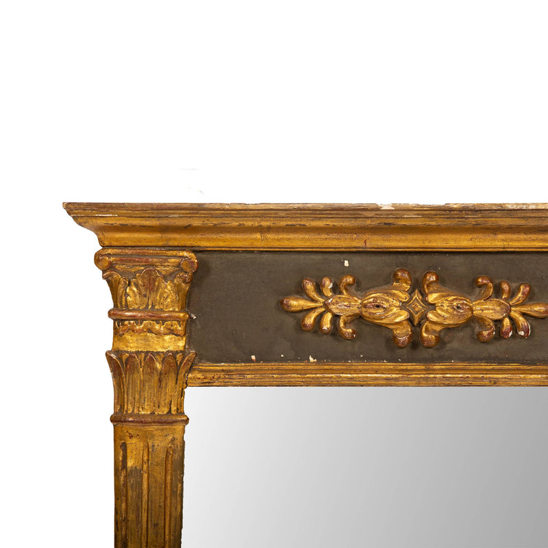 Gilded Reflections: French Empire Giltwood Mirror with Classical Relief