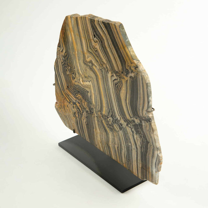 Earth’s Brushstrokes: Mounted Zebra Quartz Slice