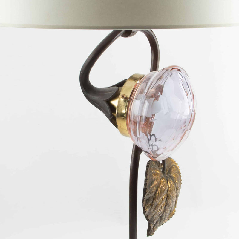 French Art Deco Bronze and Glass Sunflower Table Lamp, 1930s–1940s
