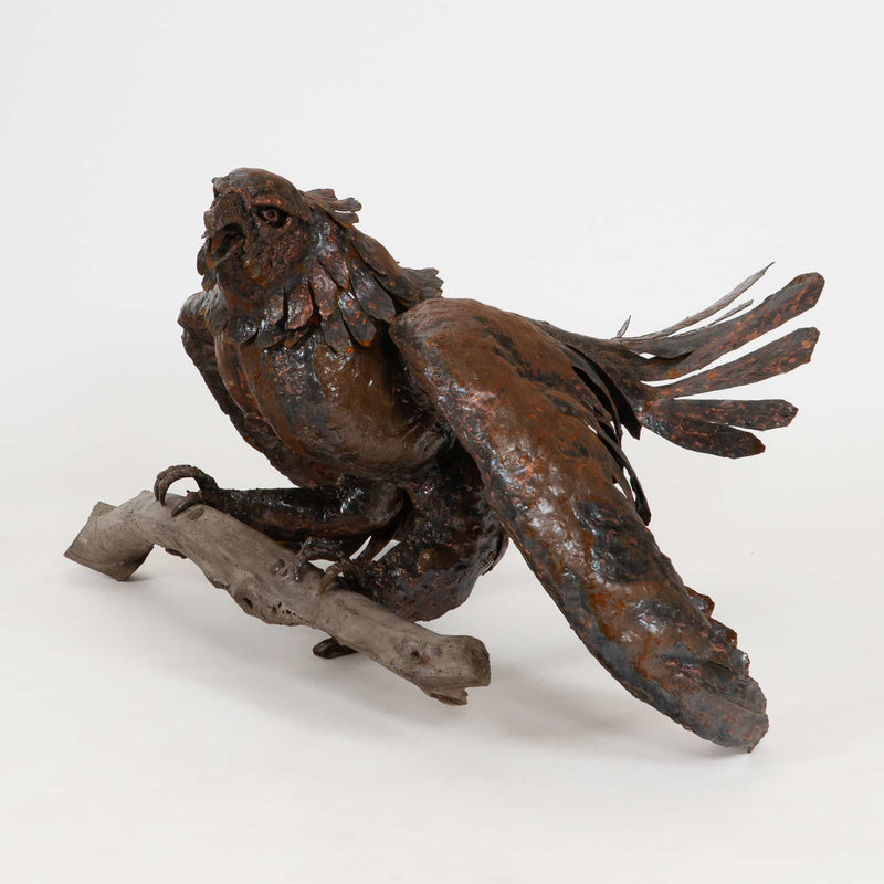 “Iron Sentinel” — 20th Century Eagle Sculpture, Signed Rubin