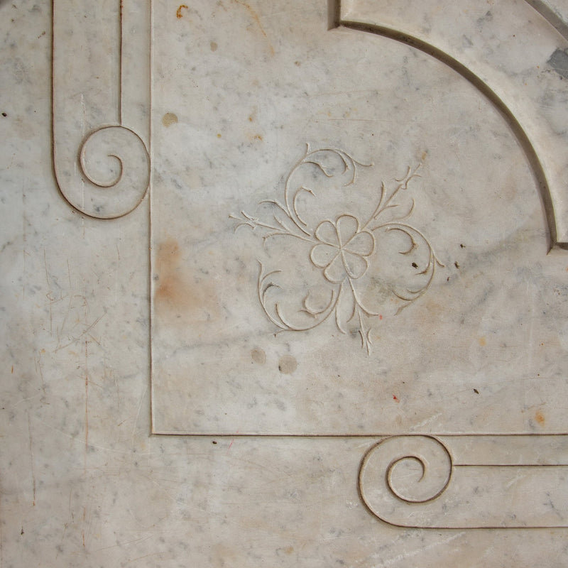 French Industrial Elegance: 19th Century French Butcher Table Carved Marble Top