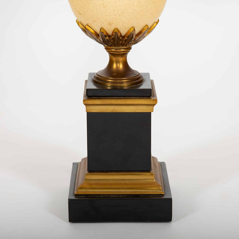 Maison Charles–Attributed Pair of Gilt Metal and Ostrich Egg Table Lamps