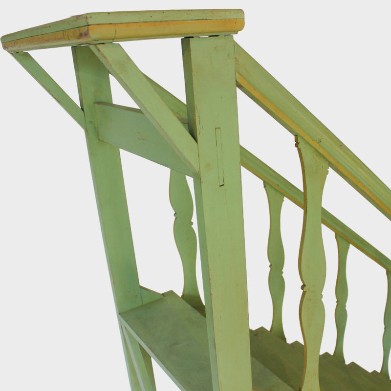 Large Late 19th-Century French Painted Wood Library Ladder on Casters