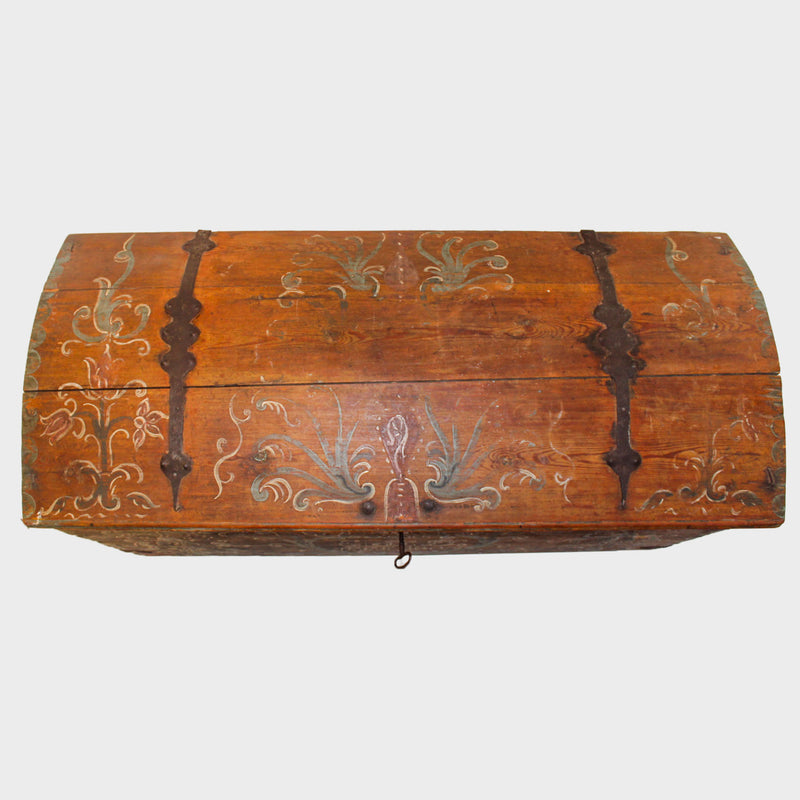 Swedish Folk Art Painted Pine Storage Trunk, Dated 1805