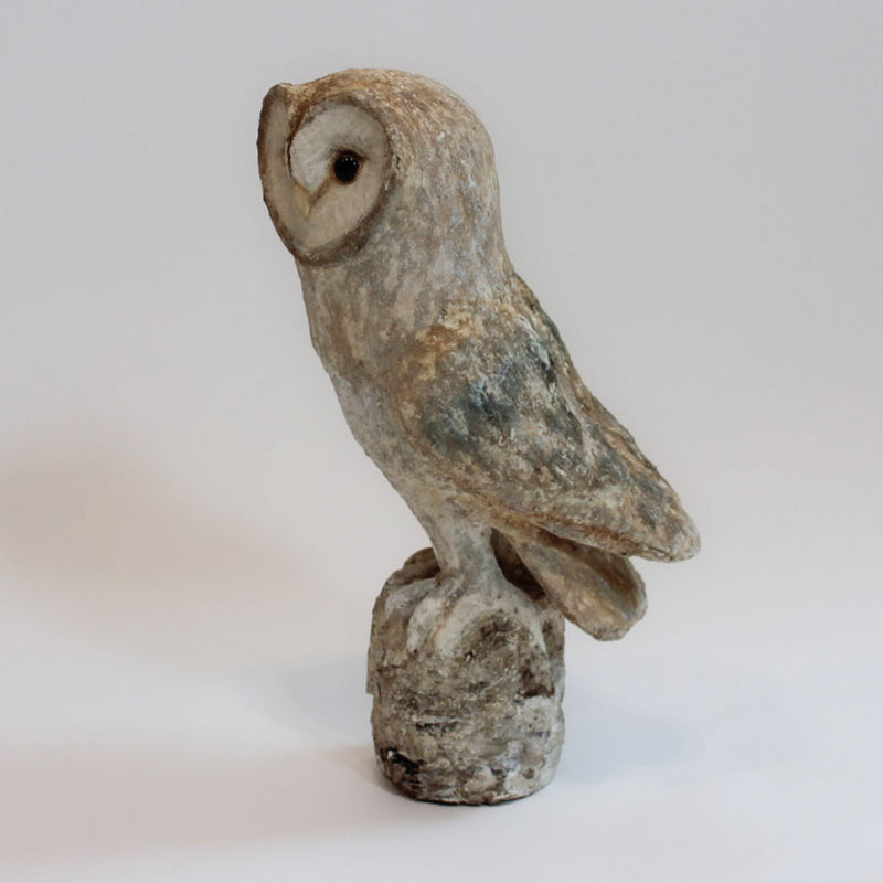 The Silent Watcher: Papier-Mâché Barn Owl, 14" H