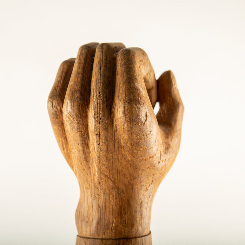 Monumental Hand-Carved Wooden Arm Candle Sconce by C. Balzeau, France, 1980