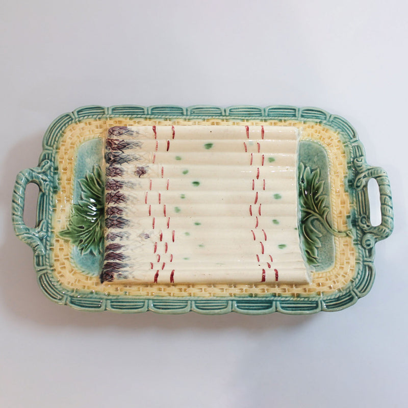 French Majolica Twenty-Four-Piece Asparagus Service, Mid-20th Century