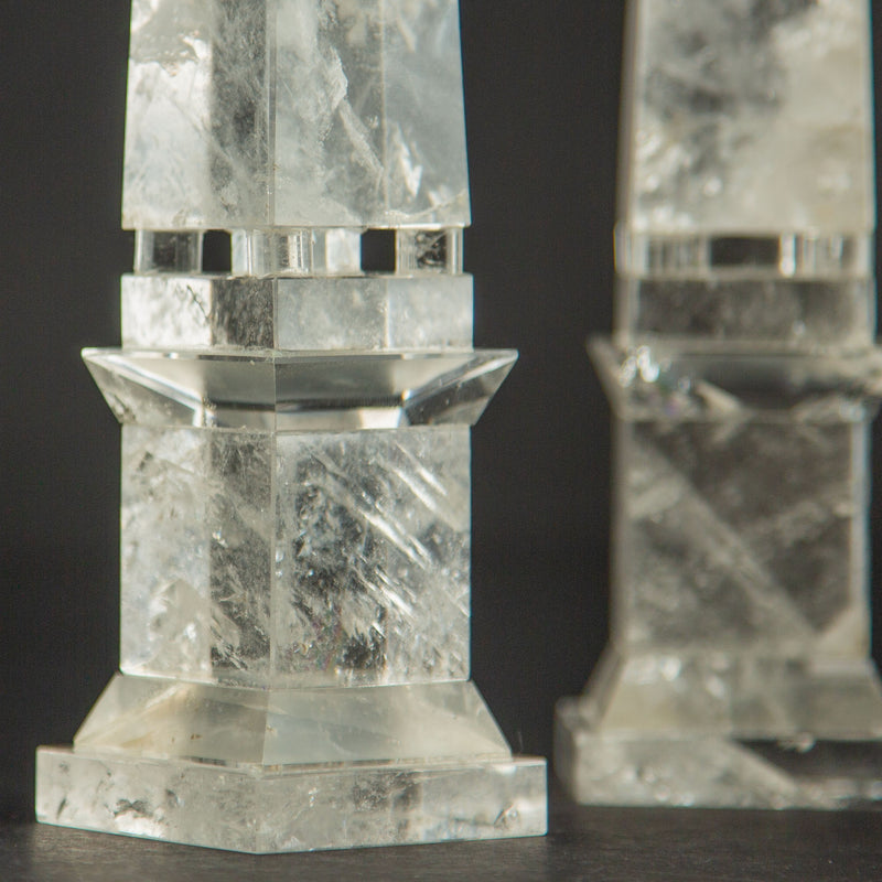 Rock Crystal Obelisk Pair 10.5"