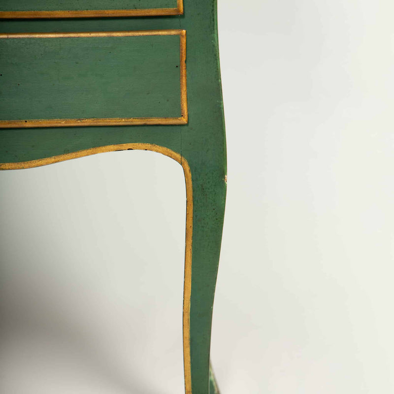 Provincial Green-Painted Slant-Front Desk with Secret Compartment