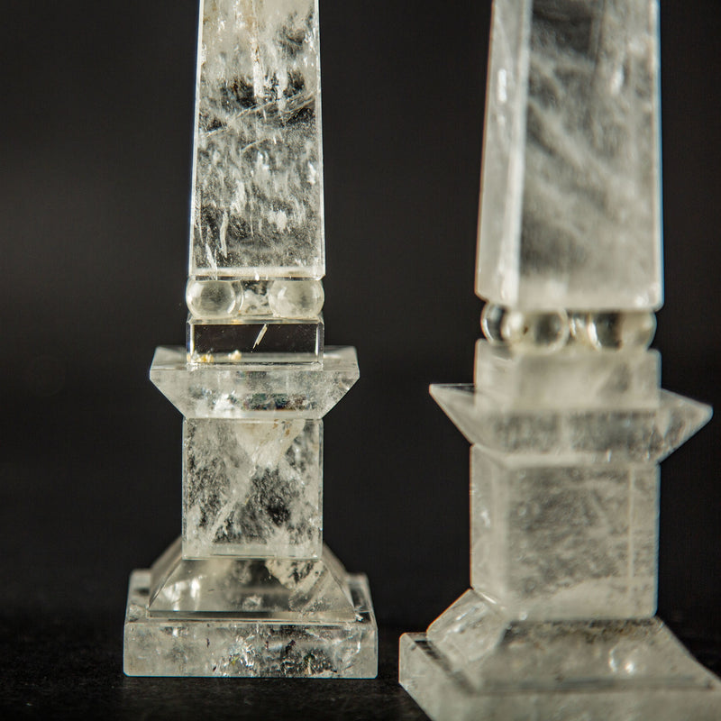 Rock Crystal Obelisks Pair 9.5"
