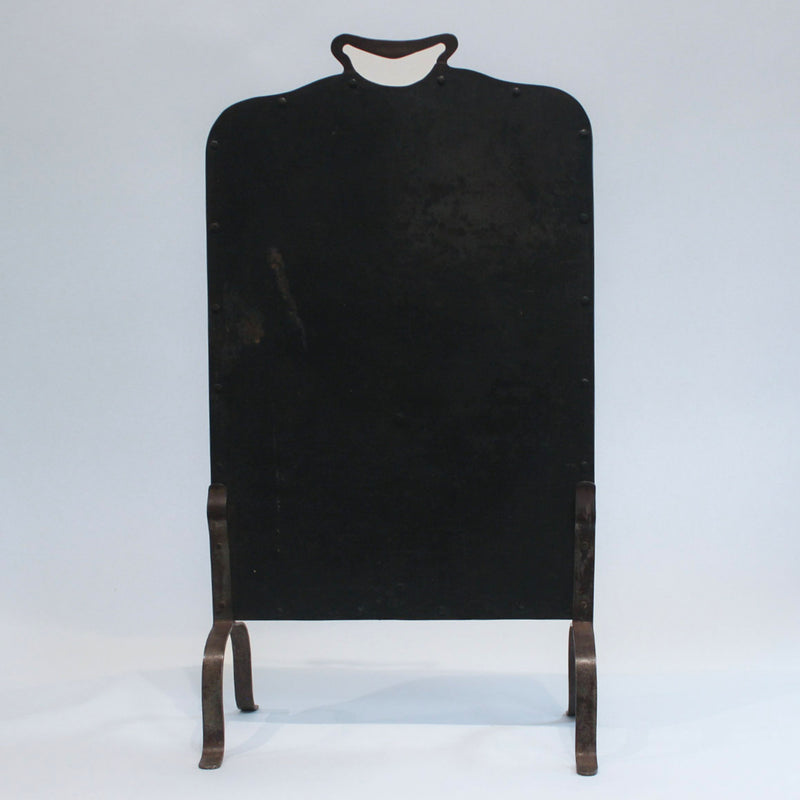 French Hand-Forged Wrought Iron and Brass Fire Screen, Early 20th Century