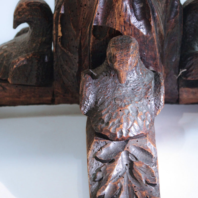 Rare Black Forest Carved Oak Occasional Table with Serpent Pedestal