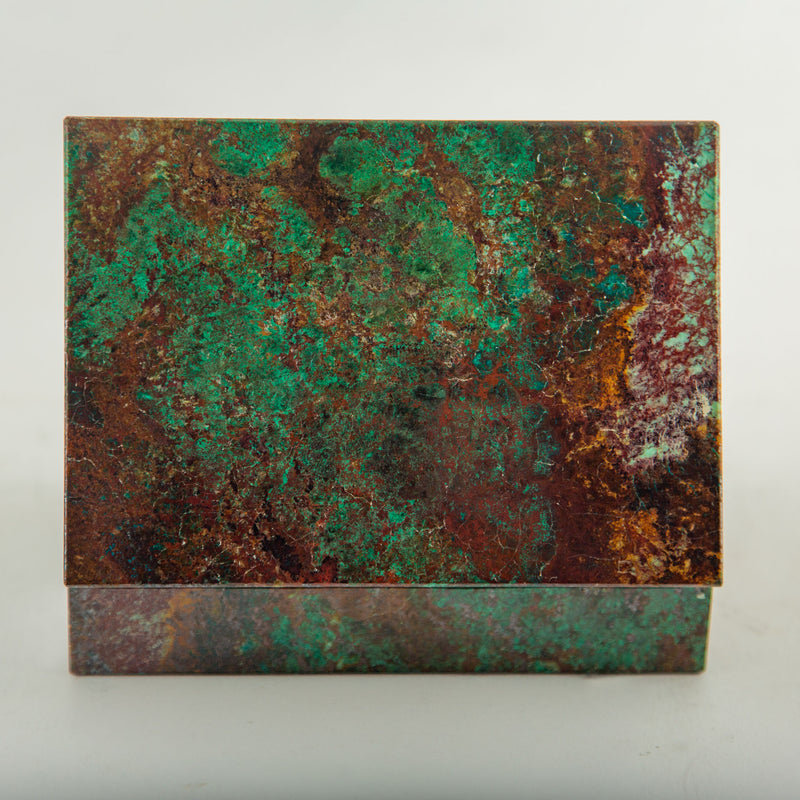 Rectangular Chrysocolla Box with Gilt-Brass Hinge, 6" Wide