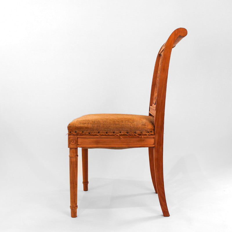 Set of Four French Directoire Period Carved Wood Side Chairs, Circa 1795