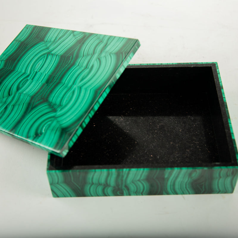 Richly Figured Malachite Box with Fitted Lid 8"