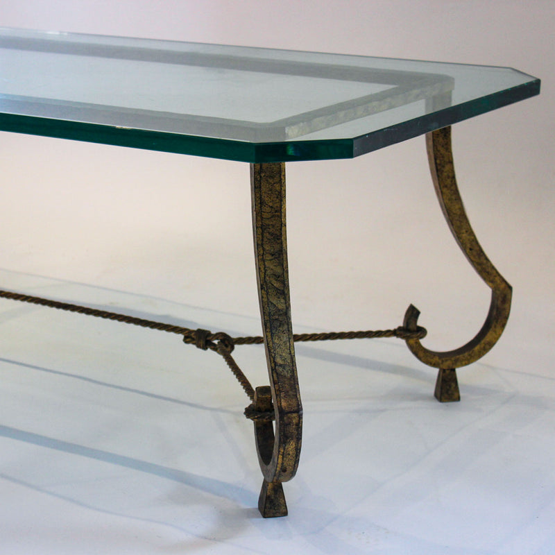Maison Ramsay Gilt Wrought Iron and Glass Coffee Table