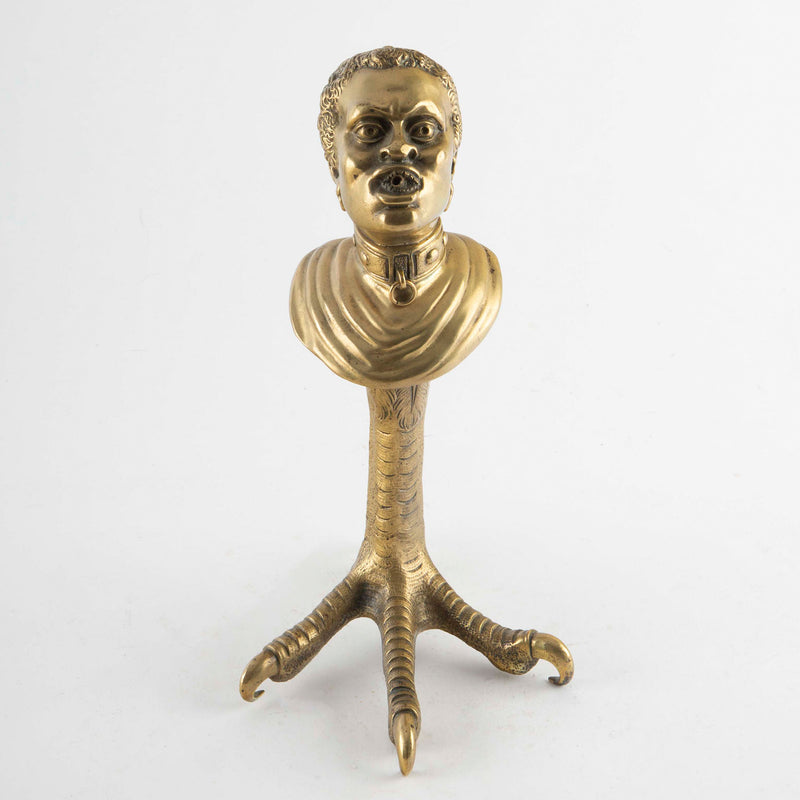 19th Century Victorian Bronze Table Lighter with African Bust