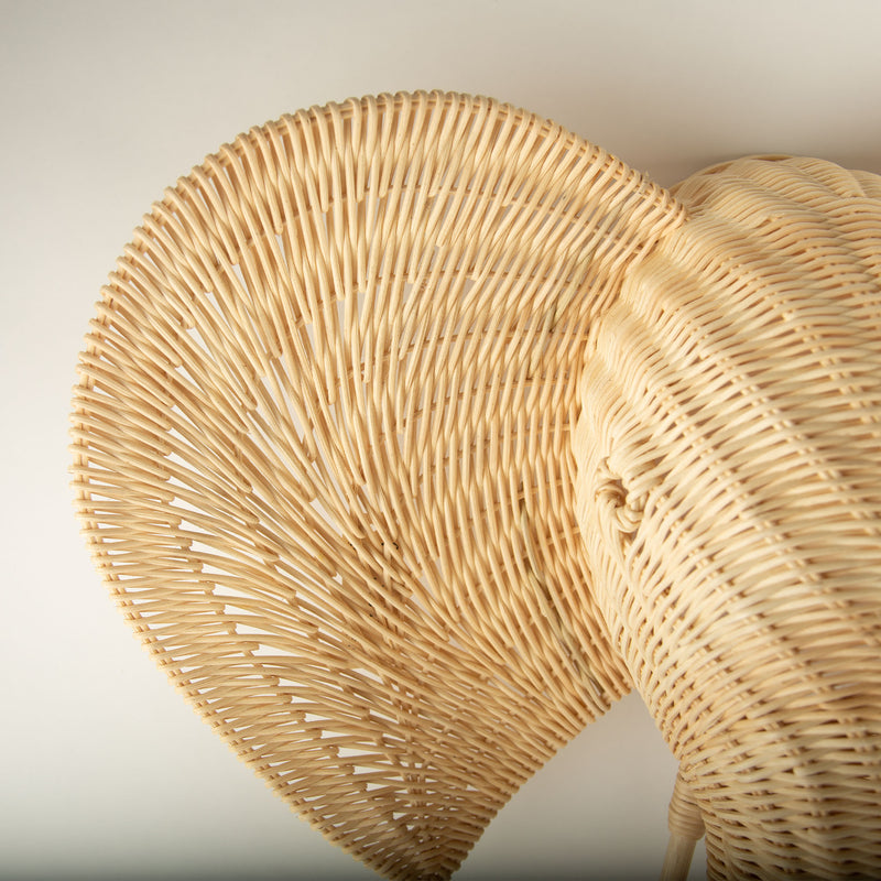 Sculptural Handwoven Rattan Elephant Head Wall Sculpture