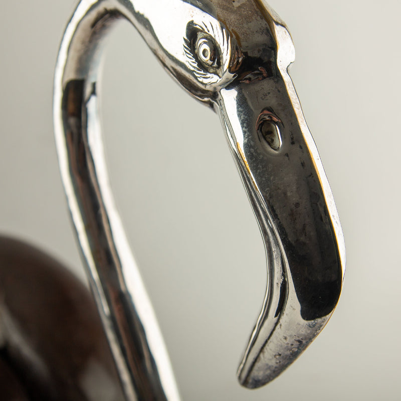 Large Coco de Mer Flamingo with Silver-Plated Head and Neck