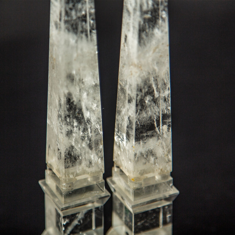Rock Crystal Obelisk Pair 8"