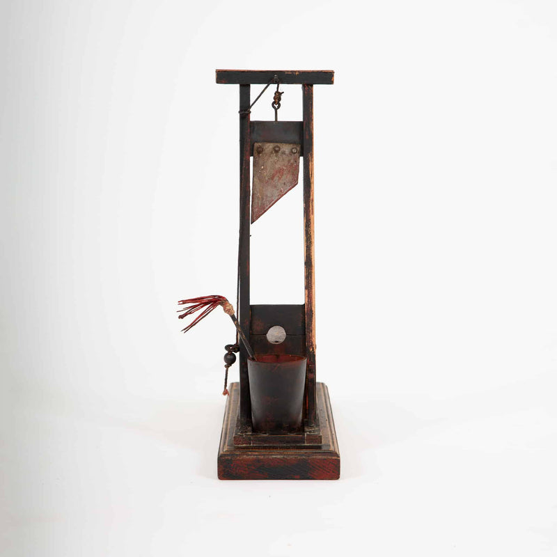 Revolution Reduced: 19th C Model of a Guillotine w/ Buckets and a Mop