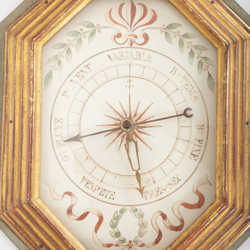 18th Century French Barometer w/ Gilt Octagonal Frame
