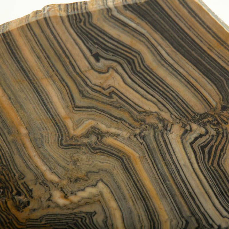Earth’s Brushstrokes: Mounted Zebra Quartz Slice